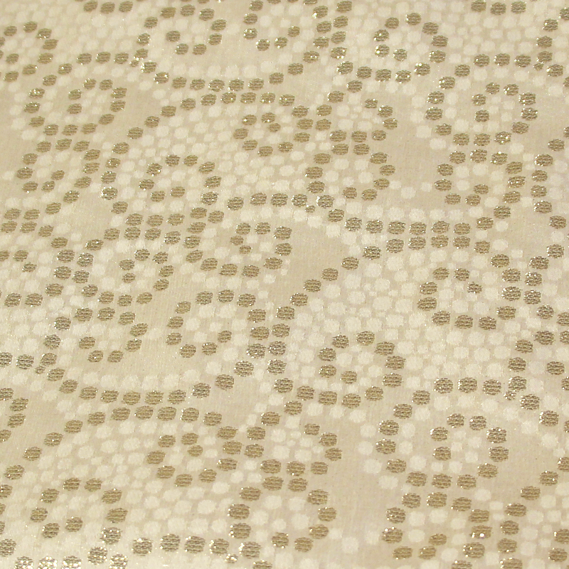 Brocart de soie - Motif pois doré fond beige