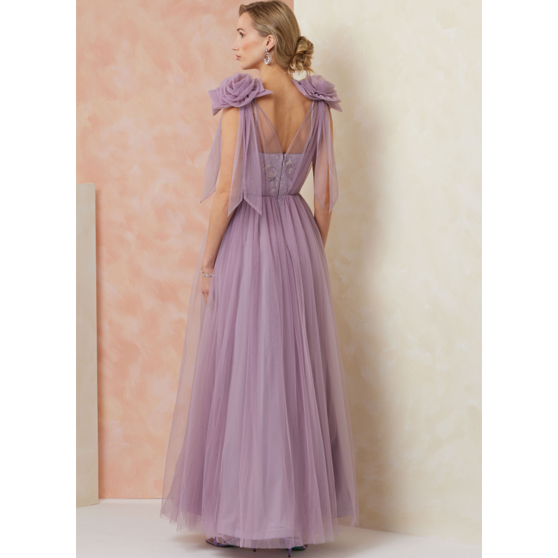 Patron Vogue 2108/B5 (36-44) - Robe longue de soirée bustier avec superposition tulle