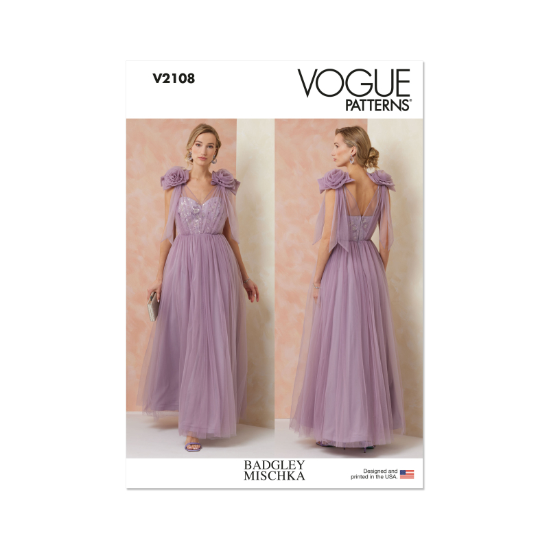 Patron Vogue 2108/B5 (36-44) - Robe longue de soirée bustier avec superposition tulle