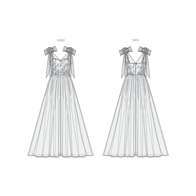 Patron Vogue 2108/B5 (36-44) - Robe longue de soirée bustier avec superposition tulle