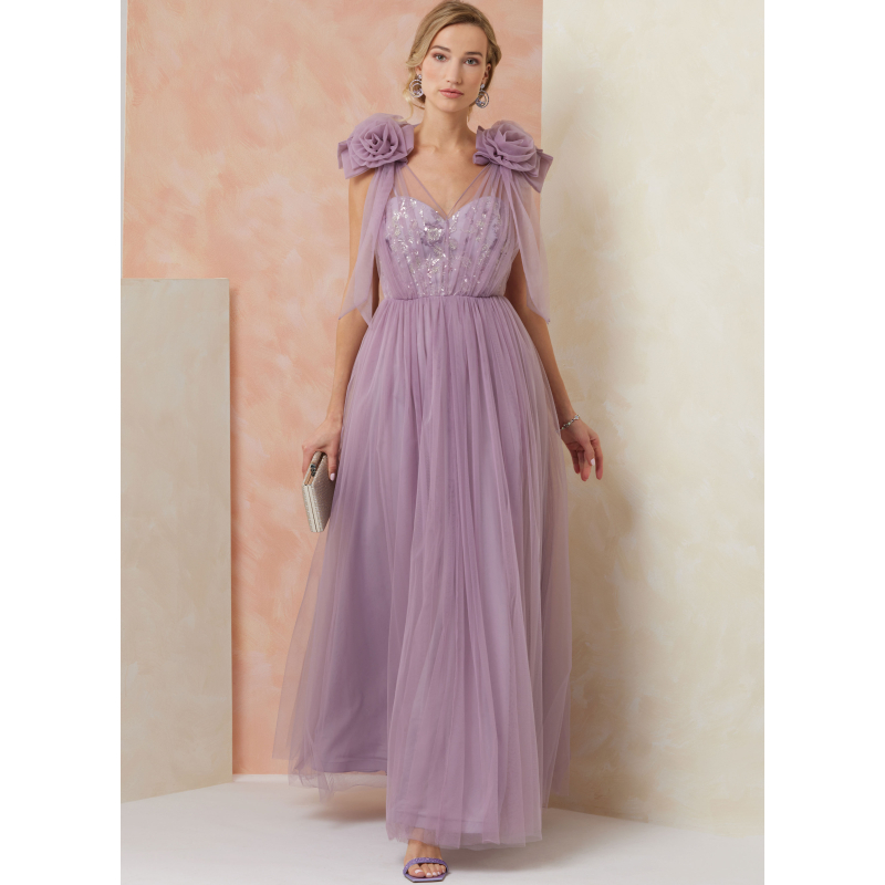 Patron Vogue 2108/Y5 (46-54) - Robe longue de soirée bustier avec superposition tulle