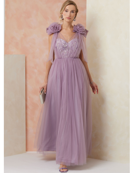 Patron Vogue 2108/Y5 (46-54) - Robe longue de soirée bustier avec superposition tulle