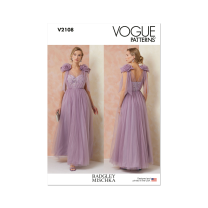 Patron Vogue 2108/Y5 (46-54) - Robe longue de soirée bustier avec superposition tulle