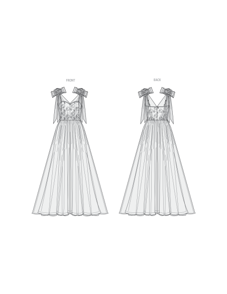 Patron Vogue 2108/Y5 (46-54) - Robe longue de soirée bustier avec superposition tulle