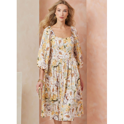 Patron Vogue 2109/H5 (34-42) - Robe ajustée à encolure cœur et manches bouffantes 2