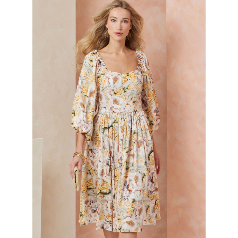 Patron Vogue 2109/H5 (34-42) - Robe ajustée à encolure cœur et manches bouffantes