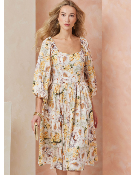Patron Vogue 2109/H5 (34-42) - Robe ajustée à encolure cœur et manches bouffantes