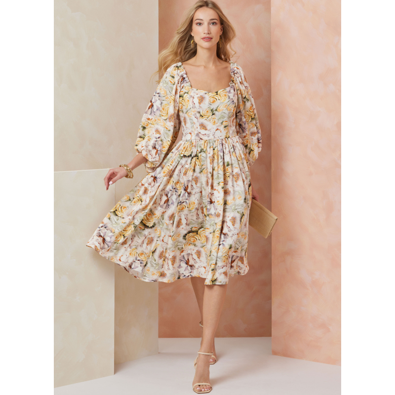 Patron Vogue 2109/H5 (34-42) - Robe ajustée à encolure cœur et manches bouffantes