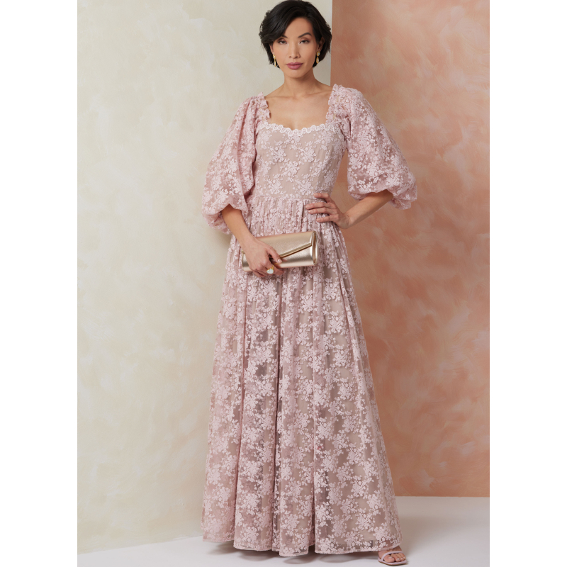Patron Vogue 2109/U5 (44-52) - Robe ajustée à encolure cœur et manches bouffantes