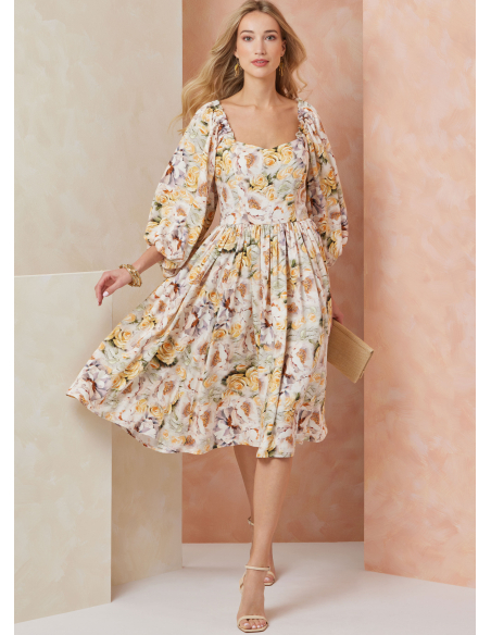 Patron Vogue 2109/U5 (44-52) - Robe ajustée à encolure cœur et manches bouffantes