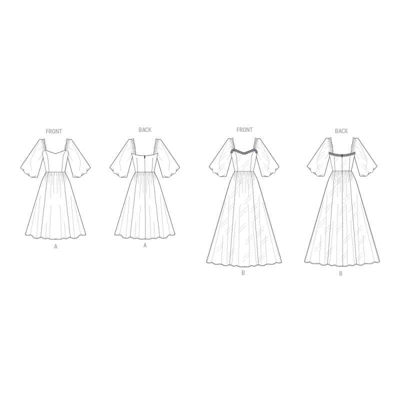 Patron Vogue 2109/U5 (44-52) - Robe ajustée à encolure cœur et manches bouffantes