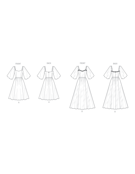 Patron Vogue 2109/U5 (44-52) - Robe ajustée à encolure cœur et manches bouffantes