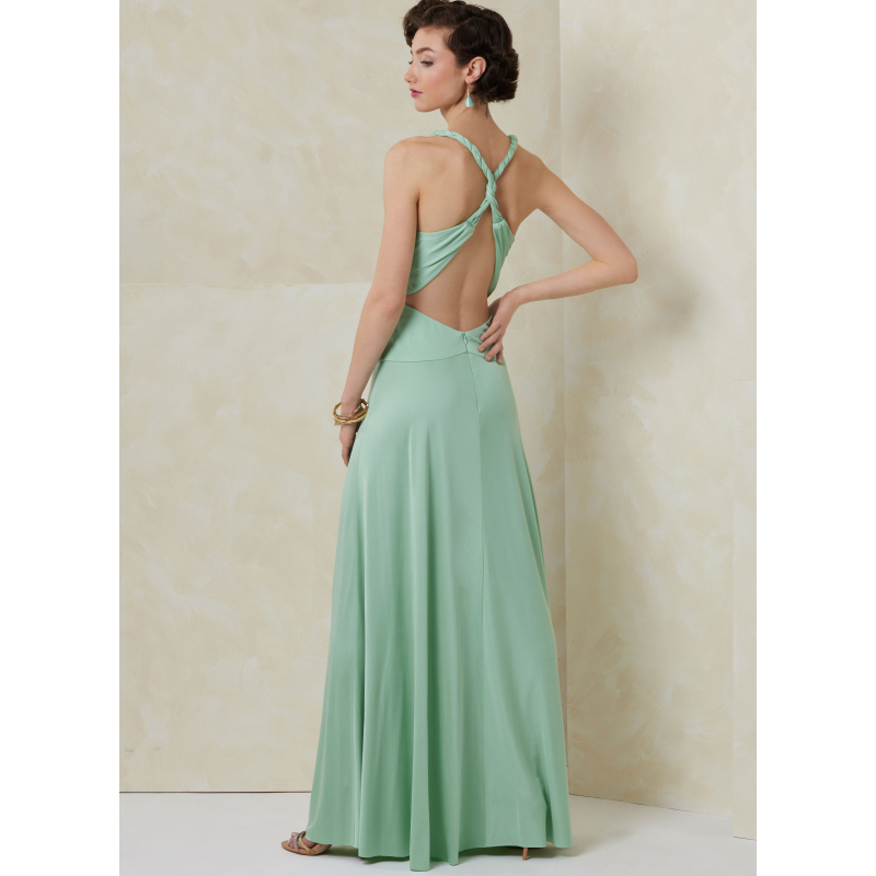Patron Vogue 2110/Y5 (46-54) - Robe longue halter drapée à dos croisé
