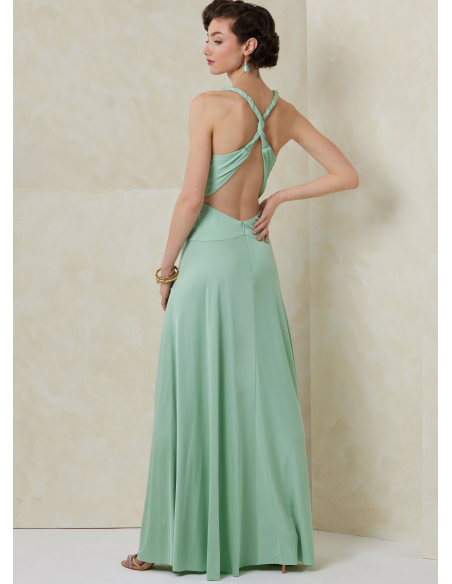 Patron Vogue 2110/Y5 (46-54) - Robe longue halter drapée à dos croisé