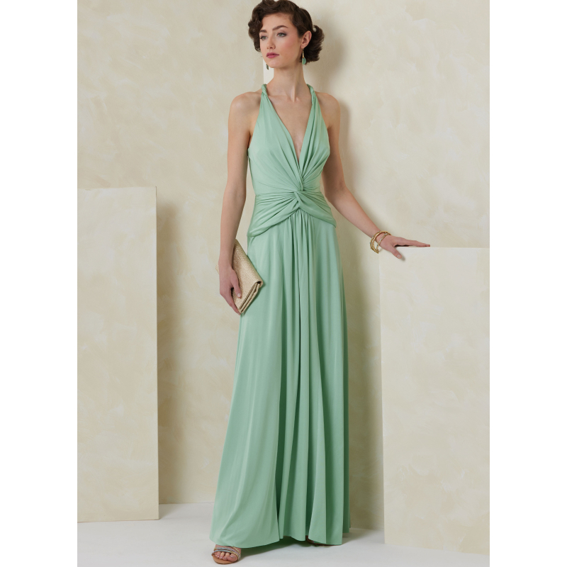 Patron Vogue 2110/Y5 (46-54) - Robe longue halter drapée à dos croisé