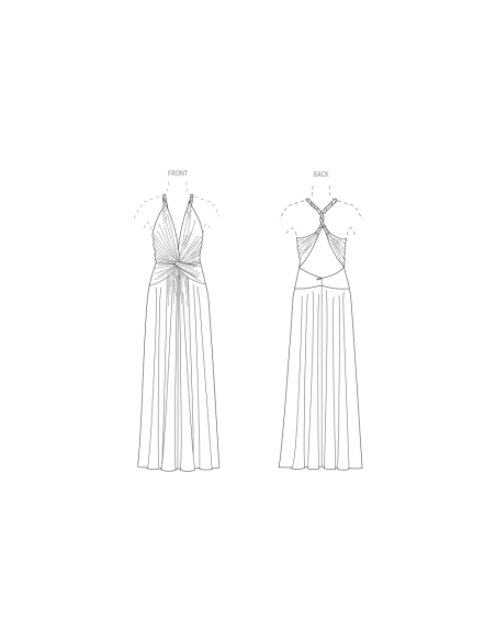 Patron Vogue 2110/Y5 (46-54) - Robe longue halter drapée à dos croisé