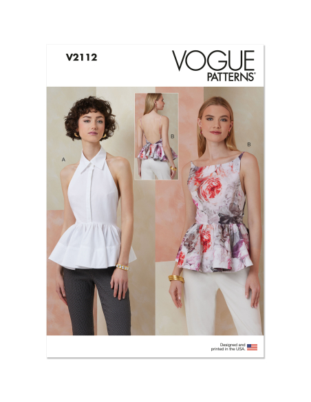 Patron Vogue 2112/H5 (34-42) - Top à basque dos nu ou col halter