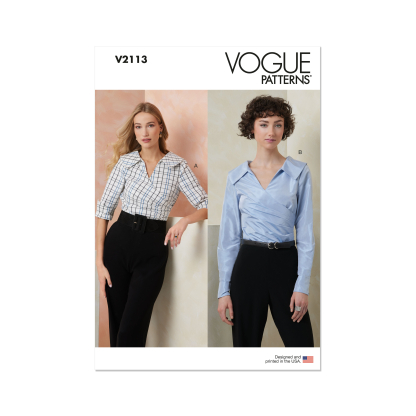 Patron Vogue 2113/Y5 (46-54) - Top ajusté encolure V avec manches courtes ou longues