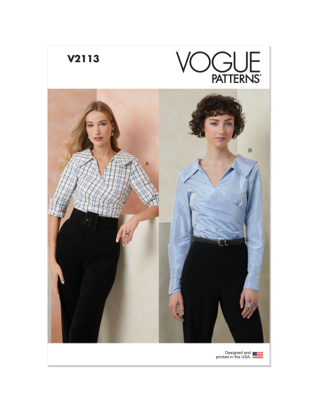 Patron Vogue 2113/Y5 (46-54) - Top ajusté encolure V avec manches courtes ou longues