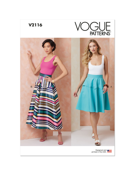 Patron Vogue 2116/H5 (34-42) - Jupe peplum mi‑genou ou midi