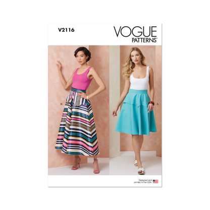 Patron Vogue 2116/U5 (44-52) - Jupe peplum mi‑genou ou midi
