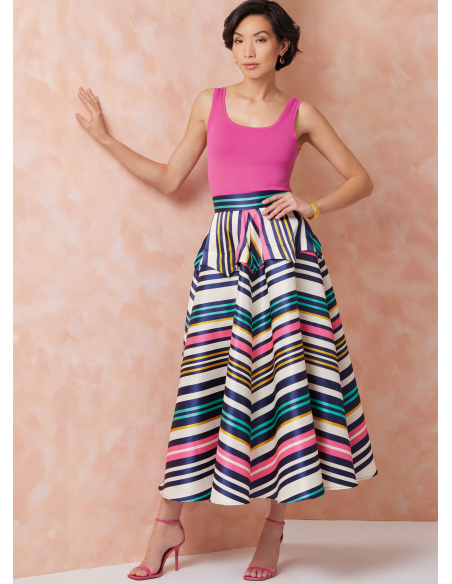 Patron Vogue 2116/U5 (44-52) - Jupe peplum mi‑genou ou midi