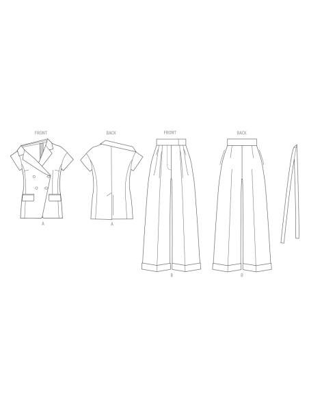 Patron Vogue 2117/Y5 (46-54) - Veste asymétrique et pantalon large