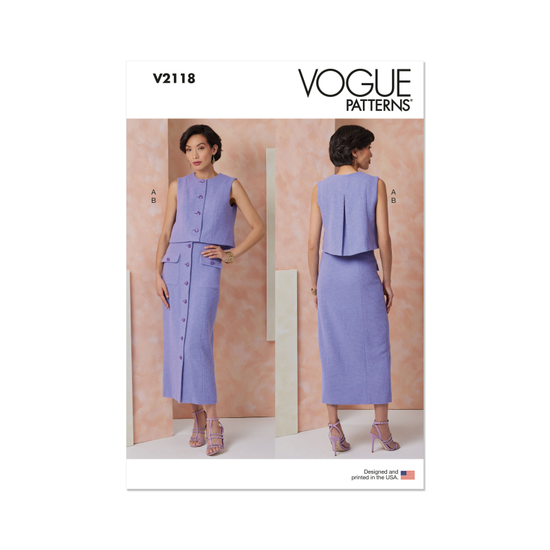 Patron Vogue 2118/H5 (34-42) - Top ajusté doublé et jupe slim à poches