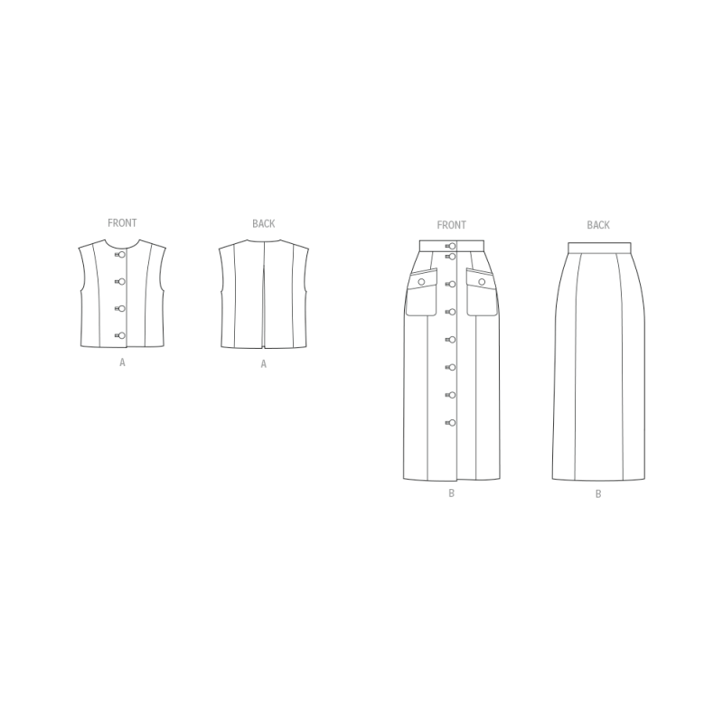 Patron Vogue 2118/H5 (34-42) - Top ajusté doublé et jupe slim à poches