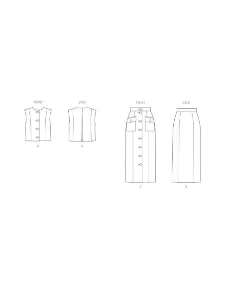 Patron Vogue 2118/H5 (34-42) - Top ajusté doublé et jupe slim à poches