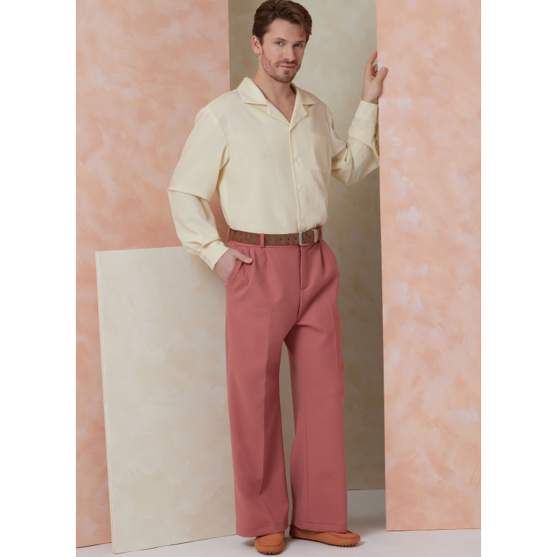 Patron Vogue 2120 AA (46-54) - Ensemble homme chemise ample, short ou pantalon et ceinture