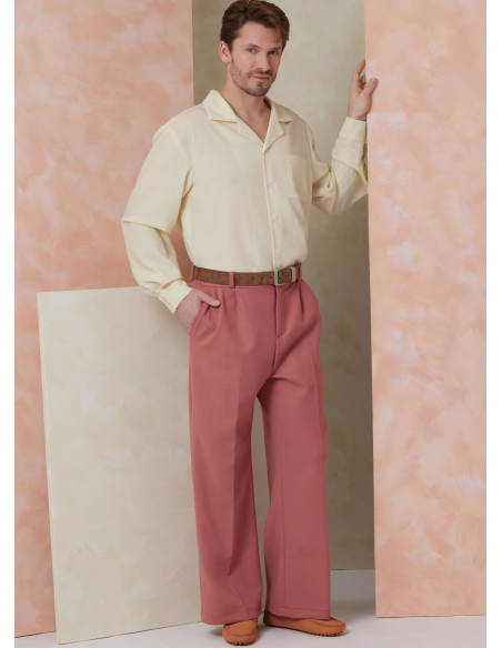 Patron Vogue 2120 AA (46-54) - Ensemble homme chemise ample, short ou pantalon et ceinture