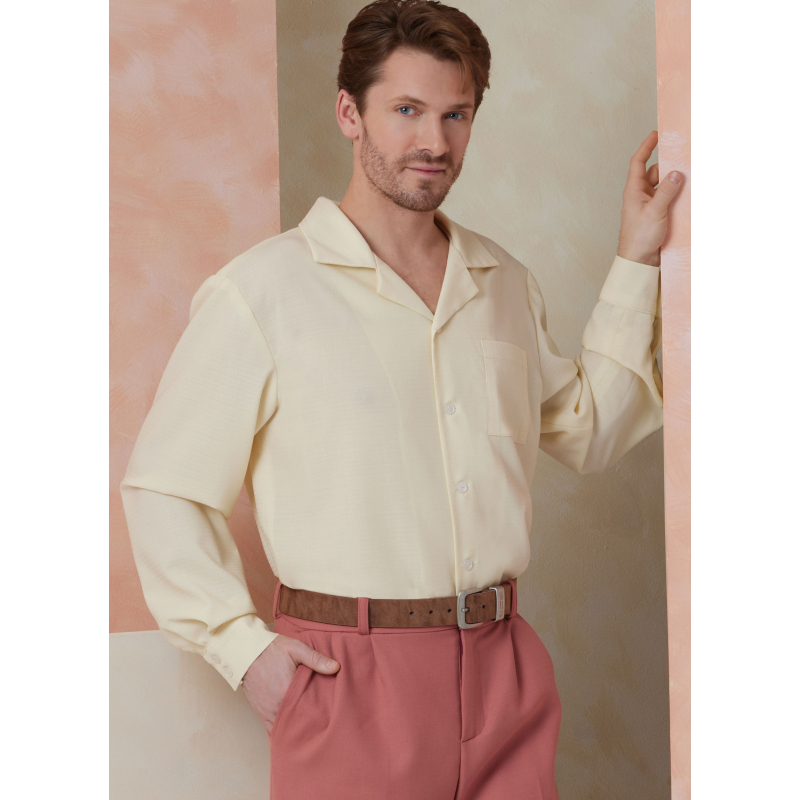 Patron Vogue 2120 BB (56-64) - Ensemble homme chemise ample, short ou pantalon et ceinture