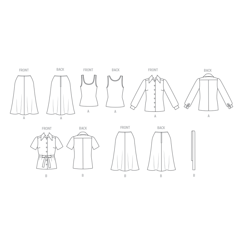 Patron Vogue 2122/Y5 (46-54) - Veste, robe, top, jupe et pantalon