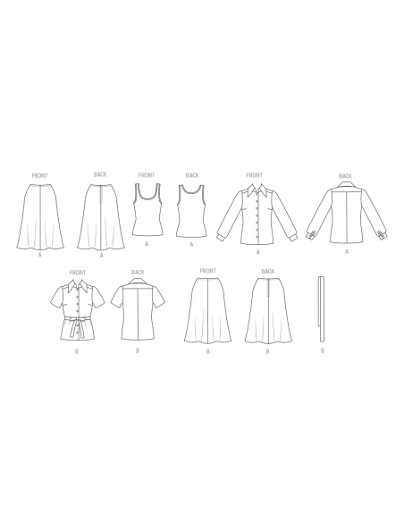Patron Vogue 2122/Y5 (46-54) - Veste, robe, top, jupe et pantalon