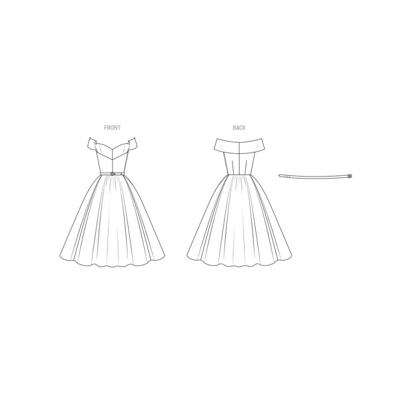 Patron Vogue 2123/Y5 (46-54) - Robe de soirée années 50 cintrée et plissée