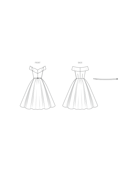 Patron Vogue 2123/Y5 (46-54) - Robe de soirée années 50 cintrée et plissée