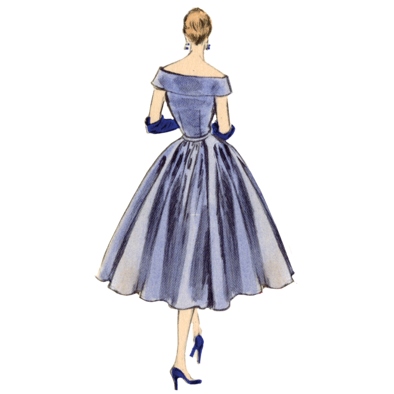 Patron Vogue 2123/Y5 (46-54) - Robe de soirée années 50 cintrée et plissée