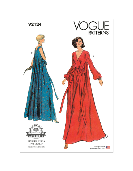 Patron Vogue 2124/EE (42-48) - Robe d’intérieur longue style années 70