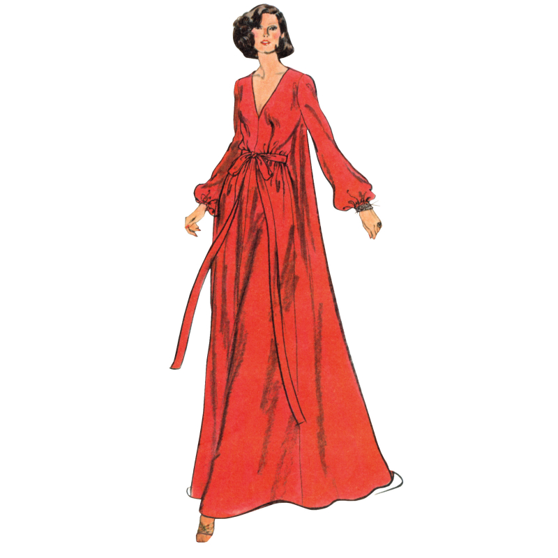 Patron Vogue 2124/EE (42-48) - Robe d’intérieur longue style années 70