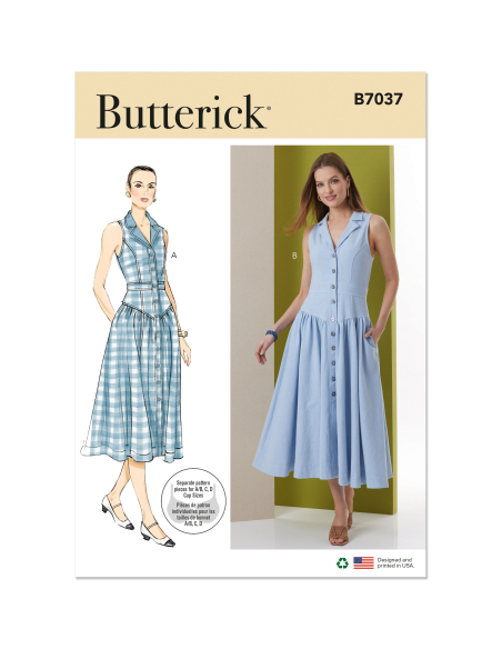 Patron Butterick 7037 K5 (36-44) - Robe midi boutonnée
