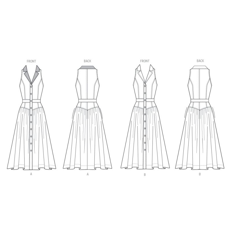Patron Butterick 7037 Y5 (46-54) - Robe midi boutonnée