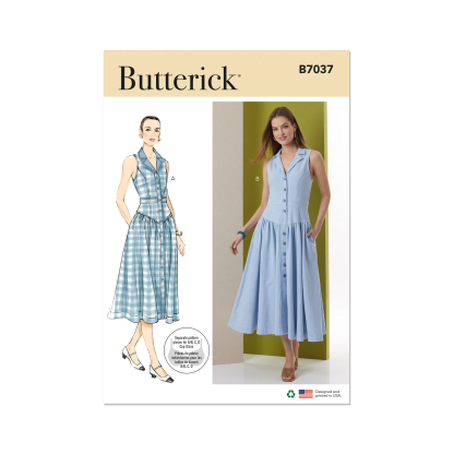 Patron Butterick 7037 Y5 (46-54) - Robe midi boutonnée