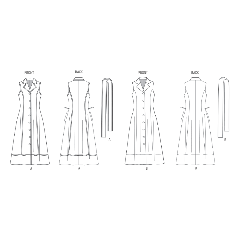 Patron Butterick 7038 H5 (34-42) - Robe midi boutonnée