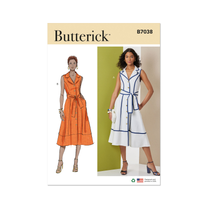 Patron Butterick 7038 H5 (34-42) - Robe midi boutonnée