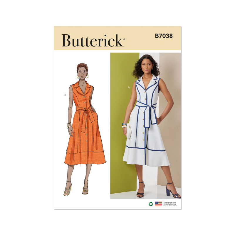 Patron Butterick 7038 H5 (34-42) - Robe midi boutonnée