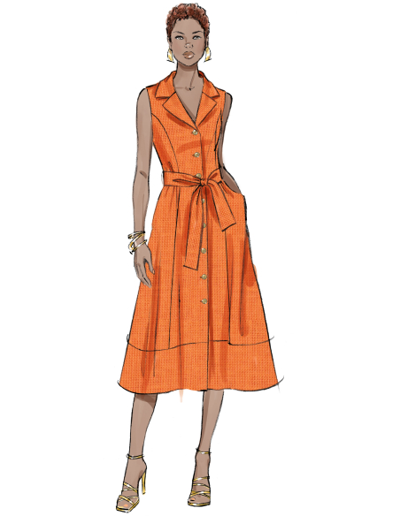 Patron Butterick 7038 H5 (34-42) - Robe midi boutonnée