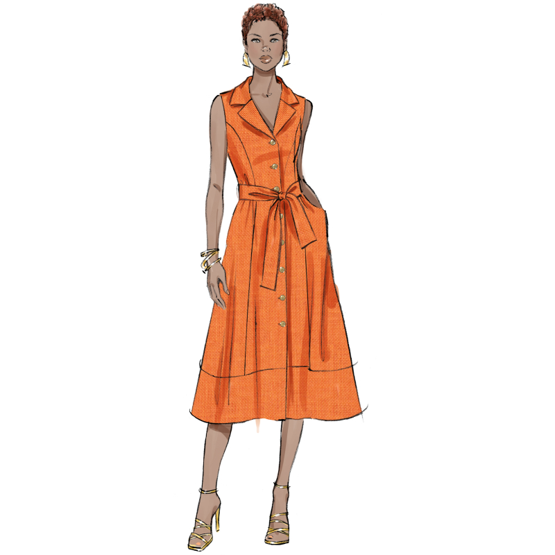 Patron Butterick 7038 U5 (44-52) - Robe midi boutonnée