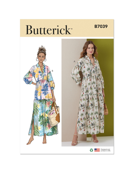 Patron Butterick 7039 D5 (34-40) - Robe à volants étagés