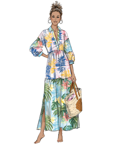 Patron Butterick 7039 D5 (34-40) - Robe à volants étagés